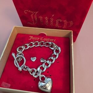 Juicy Couture Silver Heart Charm Bracelet